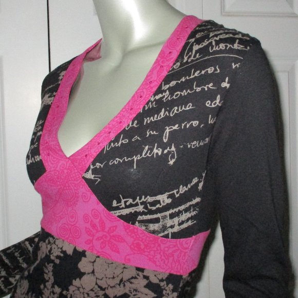 DESIGUAL Black & Red Multi-Pattern Long Sleeve Dress - Picture 4 of 8